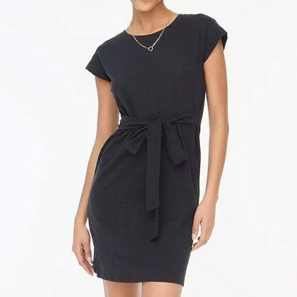 J. Crew Factory Dresses & Skirts - J.Crew Factory - Versatile Knit Tie-Waist Cotton Mini Dress Size L Black